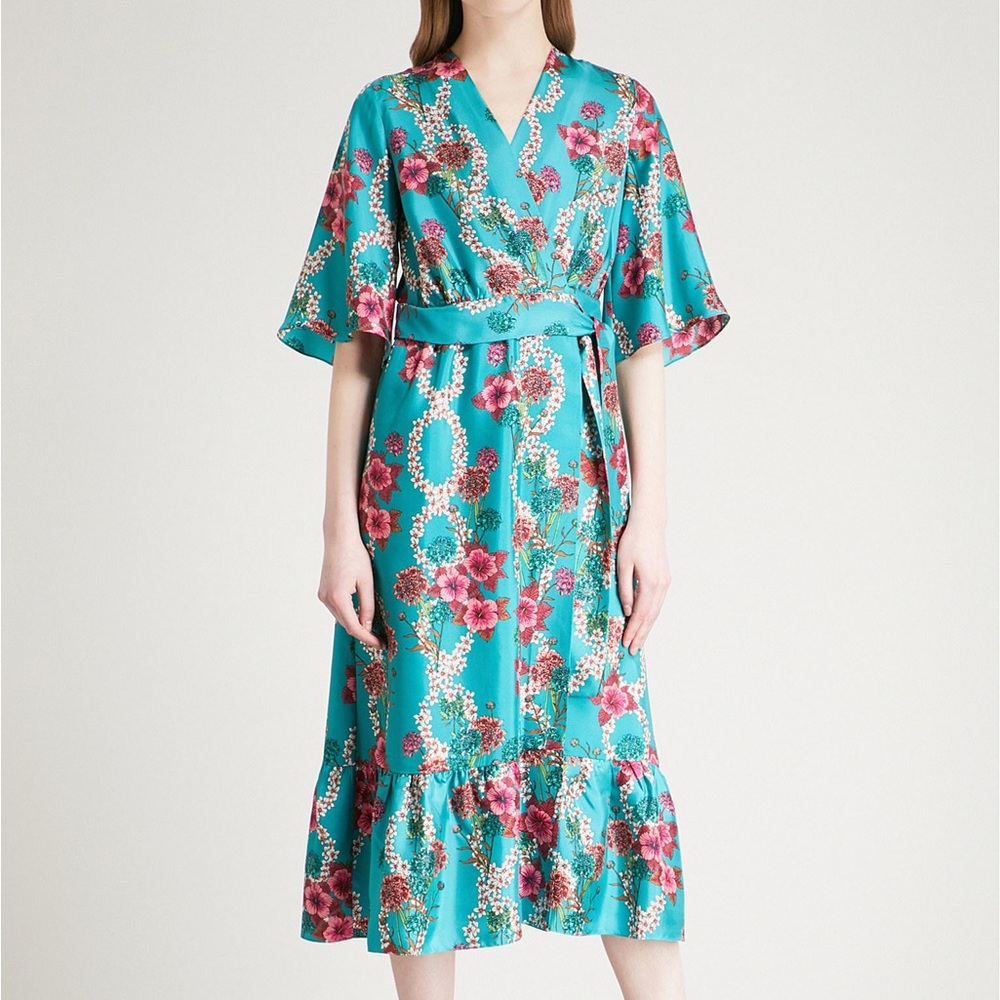 Sandro Paris Hibiscus 🌺 Silk Dress Kimono style like new